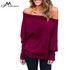 Avodovama M Black Off Shoulder Knitted Sweater Women Elegant Batwing Sleeve Jumper Pull Femme Winter Casual Loose Pullover