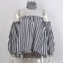 Casual Striped Printed Halter Slash Neck Blouse Shirt Women Sexy Off Shoulder Top Plus Size Long Sleeve Fashion Blouses Blusas