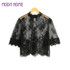 2017 Autumn New Sexy Women Blouse Embroidery High Neck Sheer Lace Crop Top Half Sleeve Mesh Shirt Clubwear Top Blusas Black