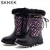 SKHEK kids boots girls leather winter leather boys leather children boots girls Winter With Snow Boots Unisex Shoes B1762