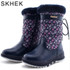 SKHEK kids boots girls leather winter leather boys leather children boots girls Winter With Snow Boots Unisex Shoes B1762