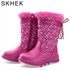 SKHEK kids boots girls leather winter leather boys leather children boots girls Winter With Snow Boots Unisex Shoes B1762