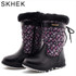 SKHEK kids boots girls leather winter leather boys leather children boots girls Winter With Snow Boots Unisex Shoes B1762