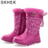SKHEK kids boots girls leather winter leather boys leather children boots girls Winter With Snow Boots Unisex Shoes B1762
