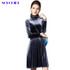 SORCHIDF Women New Sexy Velvet Mandarin Collar Vintage Elegant Dress Pleated Dress Party Dress