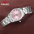 2016 Fashion Women Pink Dress Watches Luxury Women's Casual Watch Ladies Rhinestone Quartz-watch Wristwatches relogio feminino