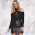 2016 New Winter Knitted Lace Up Bodysuit Women Off Shoulder Hollow Out Bodycon Jumpsuit Sexy Club Party Rompers Womens Jumpsuit