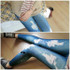 Retro Lady Women Skinny Slim Distressed Stretchy Jeans Leggings Jegging Pants