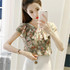 2017 Summer New Women Chiffon Blouse Sleeveless Printed Flowers Shirts Ruffles V-Neck Casual Slim Blouses Tops Blusas Femininas