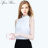 2016 New Arrival Fashion Women Beading Chiffon Blouse Fashion Sleeveless Women Turtleneck Chiffon Blouse Shirt Women Top