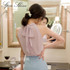 2016 New Arrival Fashion Women Beading Chiffon Blouse Fashion Sleeveless Women Turtleneck Chiffon Blouse Shirt Women Top