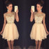 luxury champgane cocktail dresses 2017 scoop crystal beaded chiffon knee length cocktail dress for prom party robe de soiree