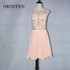luxury champgane cocktail dresses 2017 scoop crystal beaded chiffon knee length cocktail dress for prom party robe de soiree