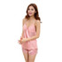 2 PCS Women Satin Lace Sleepwear Sexy Babydoll Lingerie Nightdress Pajamas Set