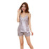 2 PCS Women Satin Lace Sleepwear Sexy Babydoll Lingerie Nightdress Pajamas Set
