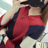 Stylish Striped Knit Shawl Cape Cape Scarf Design With Tassel Side