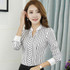 New OL fashion V-neck stripe blouses women elegant slim formal long sleeve chiffon shirt office ladies plus size work wear tops