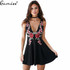 GAMISS  Sleeveless Embroidery A-line Women Mini Dress V Neck Lady Dresses Vestido De Festa Mini Dress mujer vestidos Feminios