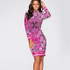 Vintage Women Dress Tribal Print Long Sleeve Bodycon Dresses Ladies Sheath Purple Dress Women 2017 New Arrivals Woman Clothing