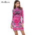 Vintage Women Dress Tribal Print Long Sleeve Bodycon Dresses Ladies Sheath Purple Dress Women 2017 New Arrivals Woman Clothing