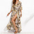 DOMODA Floral Printed Maxi Dress Women Loose Wrap Tie Waist Casual Summer Dresses Long Ladies Butterfly Vestidos Robe Female
