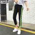 #1642 Summer 2017 Loose pantalon femme Punk Thin Side stripe Ankle-length Two side ribbon Casual Hip hop pants Joggers women