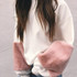 Faux Fur Cropped Hoodies Women Oversized Long Sleeve Pink x White Pacthwork Sweatshirts Warm Casual Loose Sexy Pullover Tops