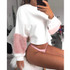 Faux Fur Cropped Hoodies Women Oversized Long Sleeve Pink x White Pacthwork Sweatshirts Warm Casual Loose Sexy Pullover Tops