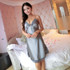 Oioninos Women Sexy Silk Satin Night Dress Sleeveless Nighties V-neck Nightgown Nightdress Lace Sleepwear Nightwear For Ladies