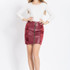 Office lady patchwork pencil skirt women winter short skirts mini faux leather skirts black red PU skirts