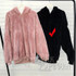 Warm Women Oversize Hoodies Sweatshirts Autumn Winter Solid Color Fleece Long Sleeve Loose Pullover