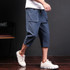 Japanese Male Big Pocket Casual Pants Mens Fashion Big Size Harem Pant Jogger Calf Length Trousers