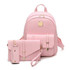 Fashion Composite Bag Pu Leather Backpack Women Cute 3 Sets Bag School Backpacks For Teenage Girls Black Bags Letter Sac A Dos
