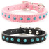 Factory Price! Small Pet Dog Velvet PU Leather Collar Puppy Cat Crystal Rhinestone Neck Strap