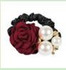 Elastic Hair Bands Women Satin Ribbon Rose Flower Jewelry Hairband Headband Ponytail Holder Hair Band Girls Hair Accessories