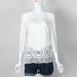 Off shoulder Hollow Out White Lace Blouse Tops Shirts Sexy Women Loose Slash Neck Flare Sleeve Summer Shirts Autumn Blusas X0318
