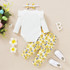 Baby Girls Letter Printed Ruffled Long Sleeve Romper & Floral Printed Pants & Headband Wholesale Baby Outfits