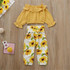 Girls Solid Long Sleeve Top & Floral Printed Pants