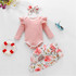 Baby Girls Long Sleeve Romper & Floral Pants & Headband Wholesale Baby