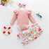 Baby Girls Long Sleeve Romper & Floral Pants & Headband Wholesale Baby