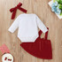 Baby Girl Letter Print Romper & Suspender Skirt &Headband Baby Wholesale