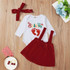 Baby Girl Letter Print Romper & Suspender Skirt &Headband Baby Wholesale