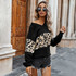 V-neck Patchwork Leopard Printed Knitted Pullover