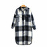 Turn down Color Plaid Long Shirt Coat