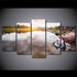 HD Printed 5 Piece Canvas Art Canvas Lake Fishing Rod Painting Wall Pictures Living Room Modern