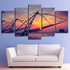 HD Printed 5 Piece Canvas Art Dusk Bay Sailing Boats Painting Wall Pictures Living Room