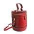 Red Ostrich Barrel Crossbody Bag