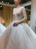 onlybridals Vintage shiny wedding long sleeve v-neck lace applique wedding dress