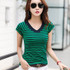 Striped Tshirt V-Neck T Shirt Women Printed T-Shirt Tee Shirt Femme Summer Tops