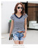 Striped Tshirt V-Neck T Shirt Women Printed T-Shirt Tee Shirt Femme Summer Tops